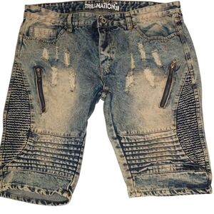 Distressed Blue Jean Shorts